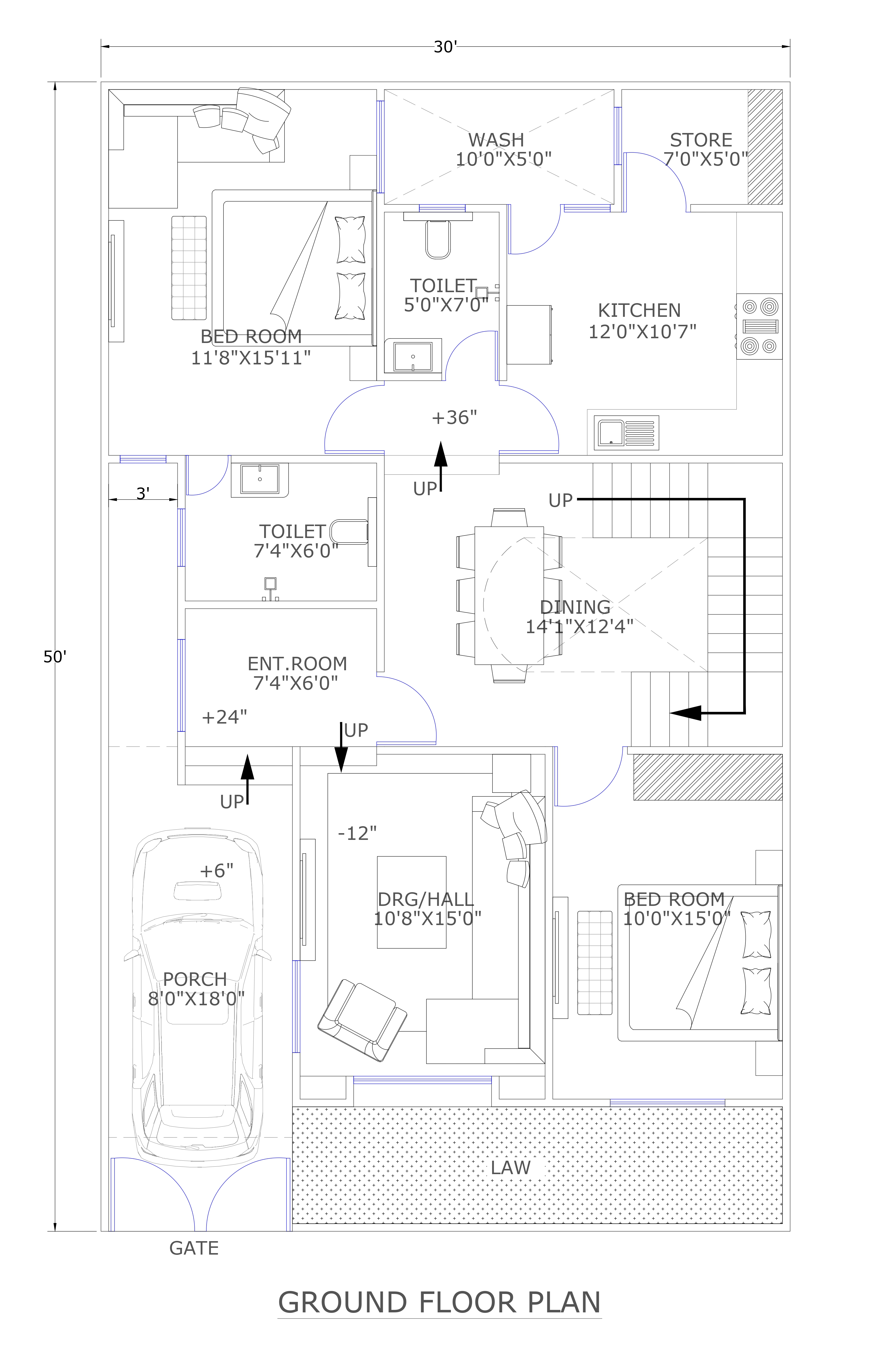 30x50 house map ground floor plan
