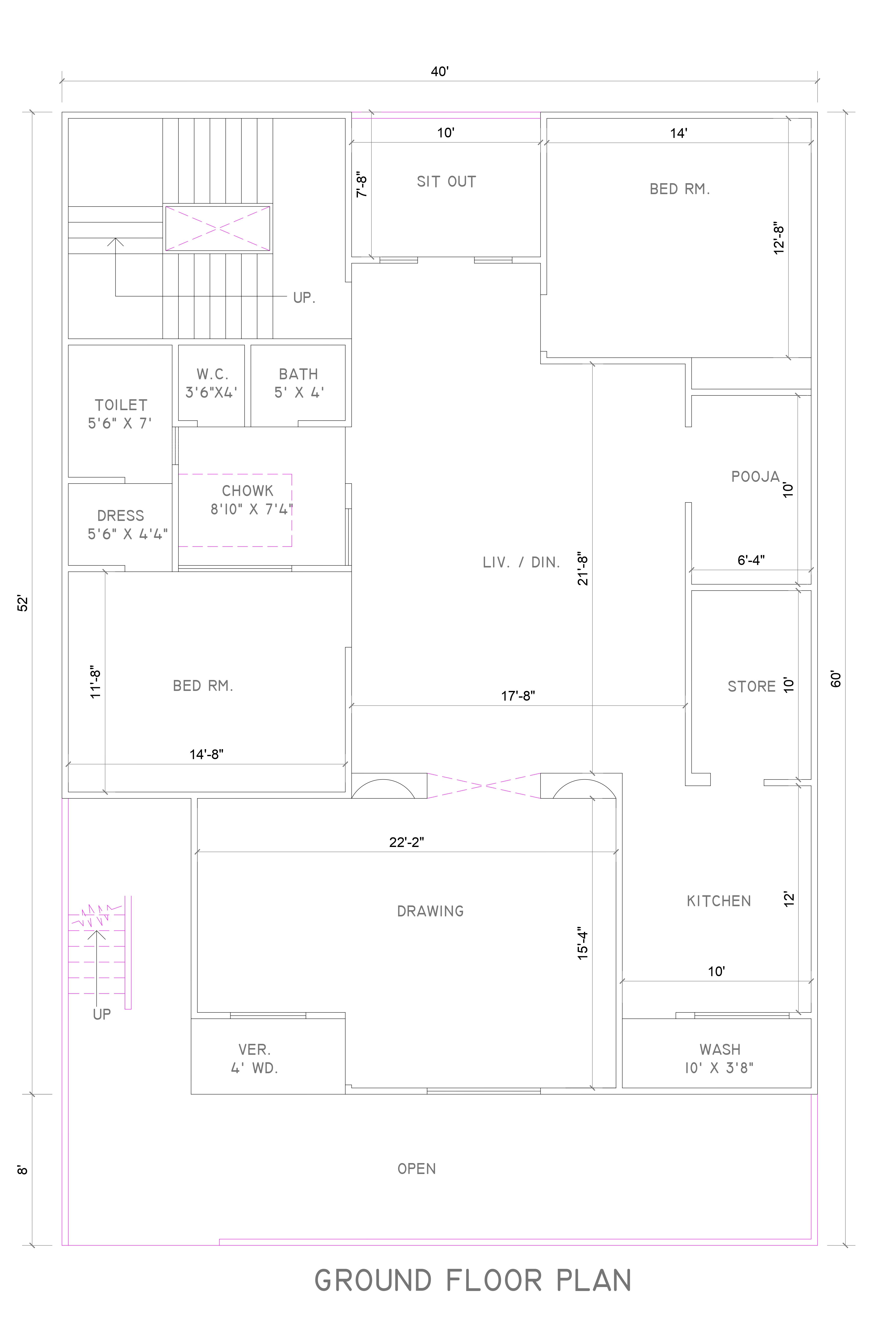 40x60 house map ground floor