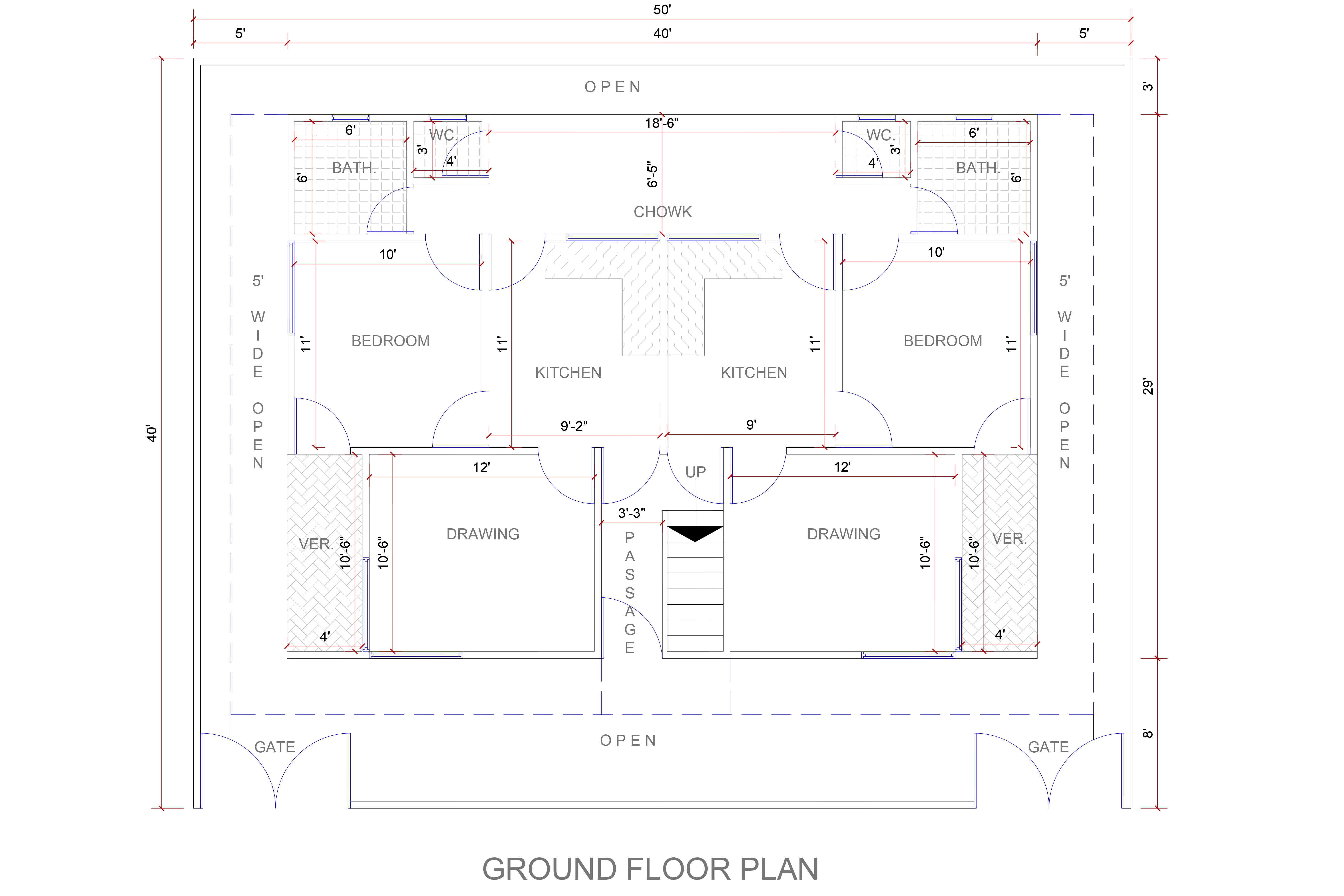 40x50 simple village house design in india