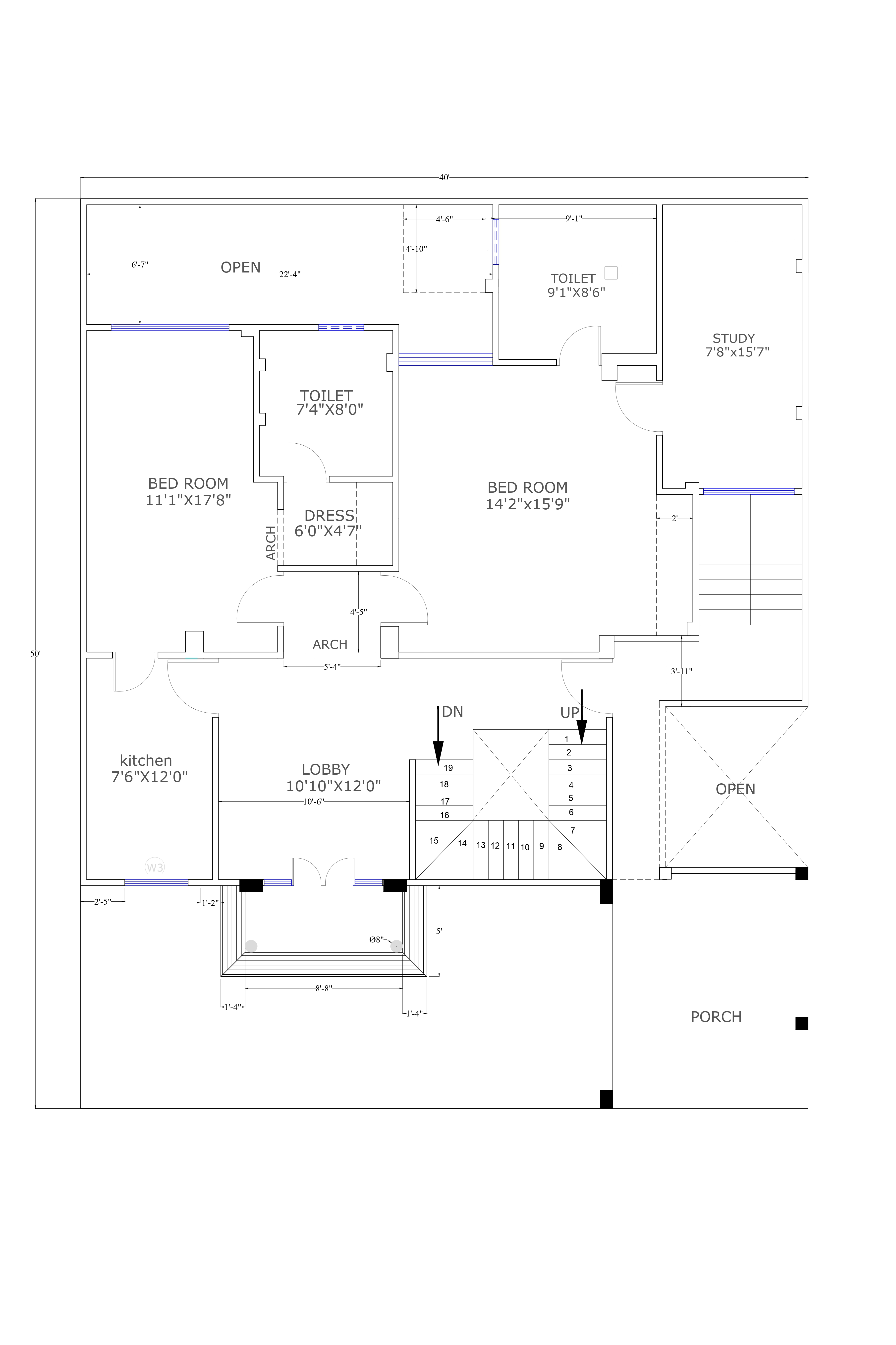 40X50 2 bhk house plan 