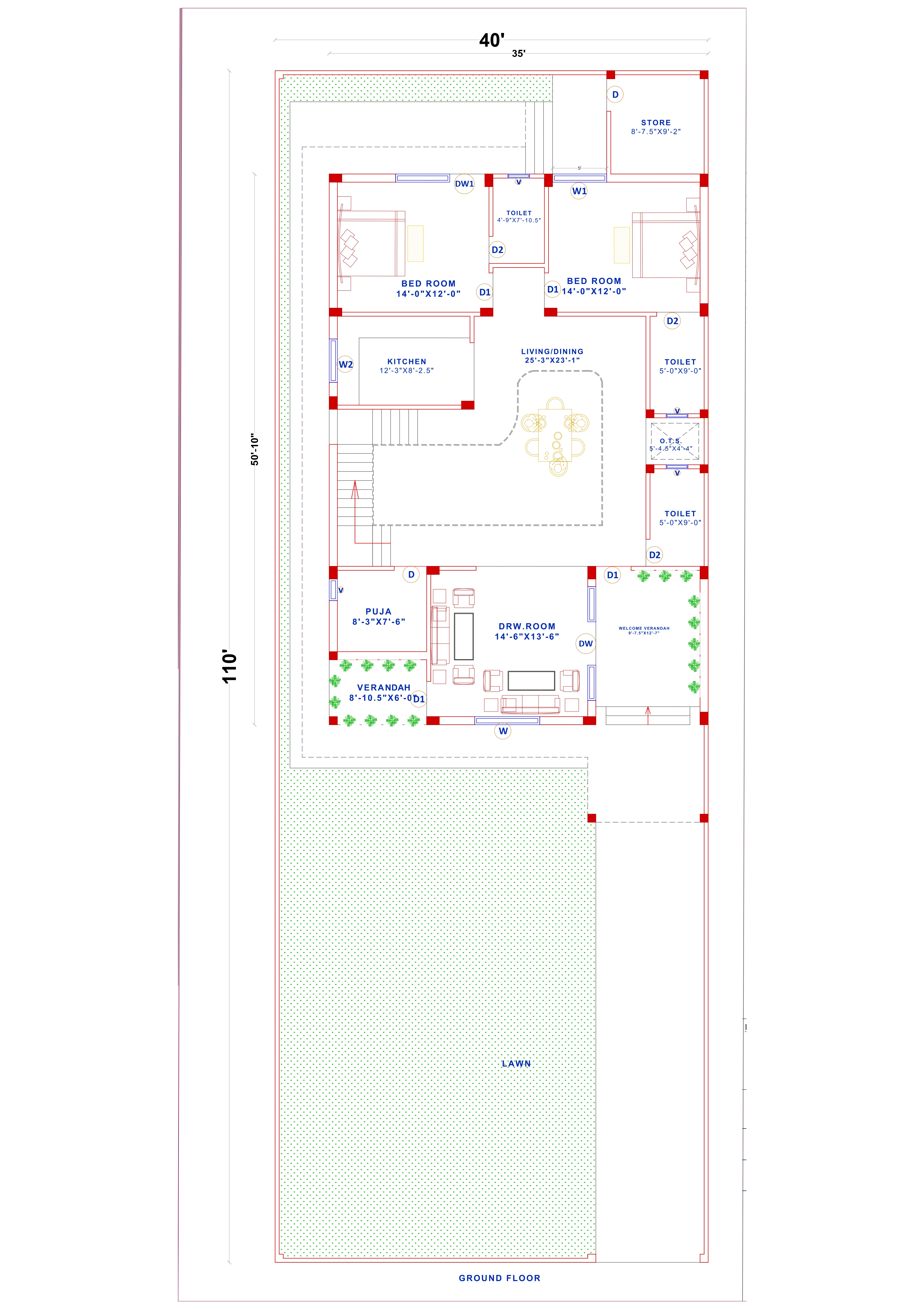 40X110 luxury house design