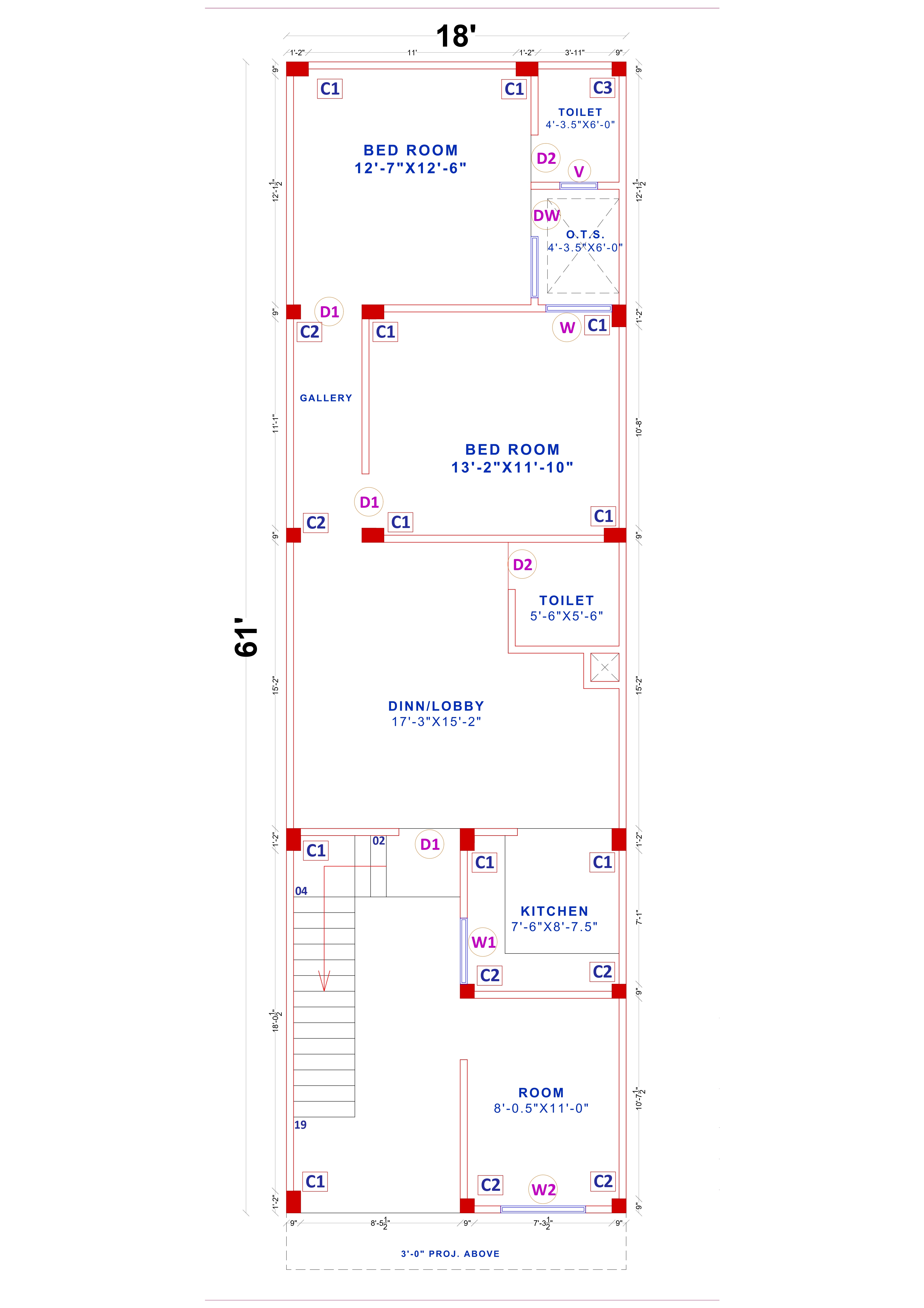 18x60 floor plan