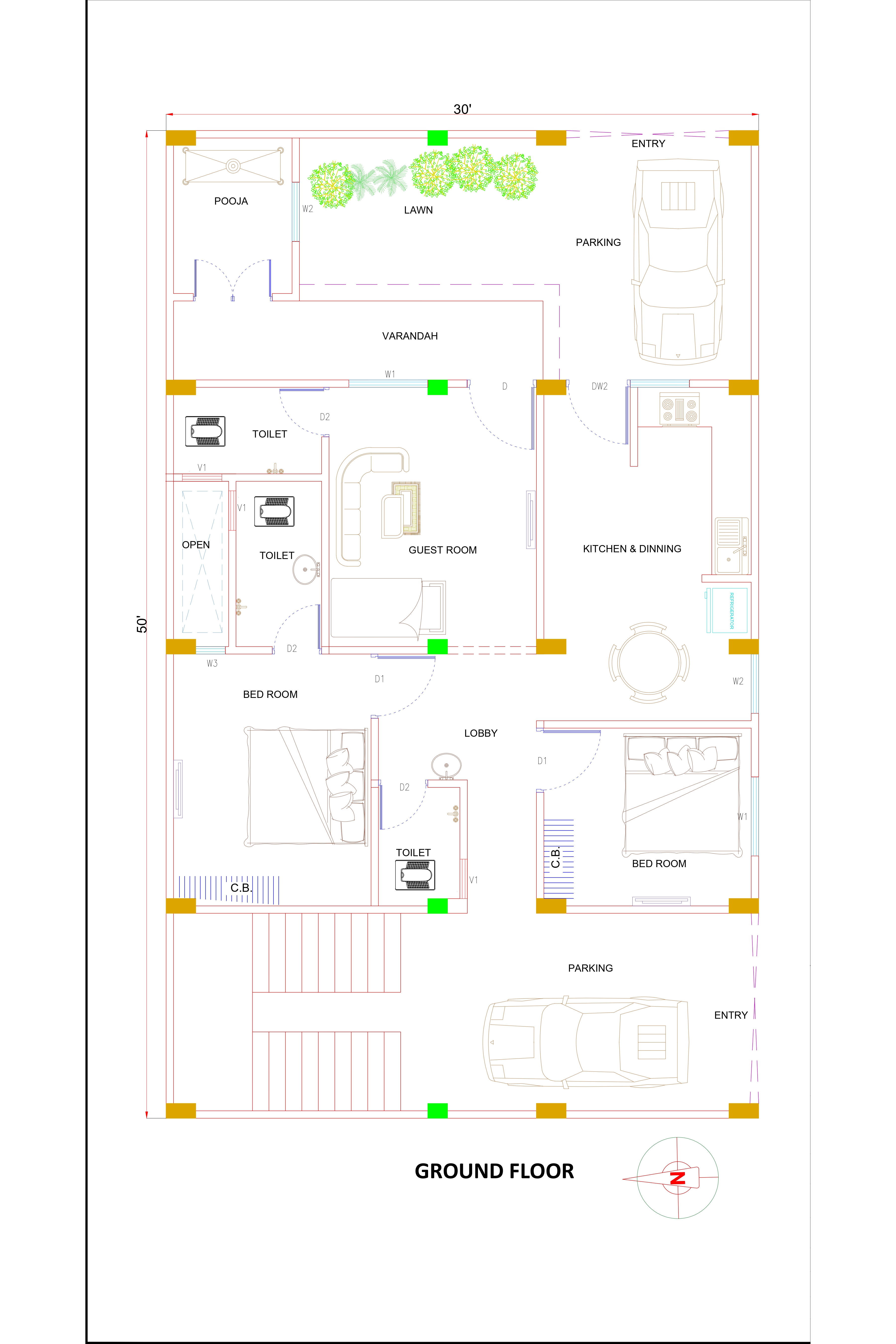 1500 sqft house plan design