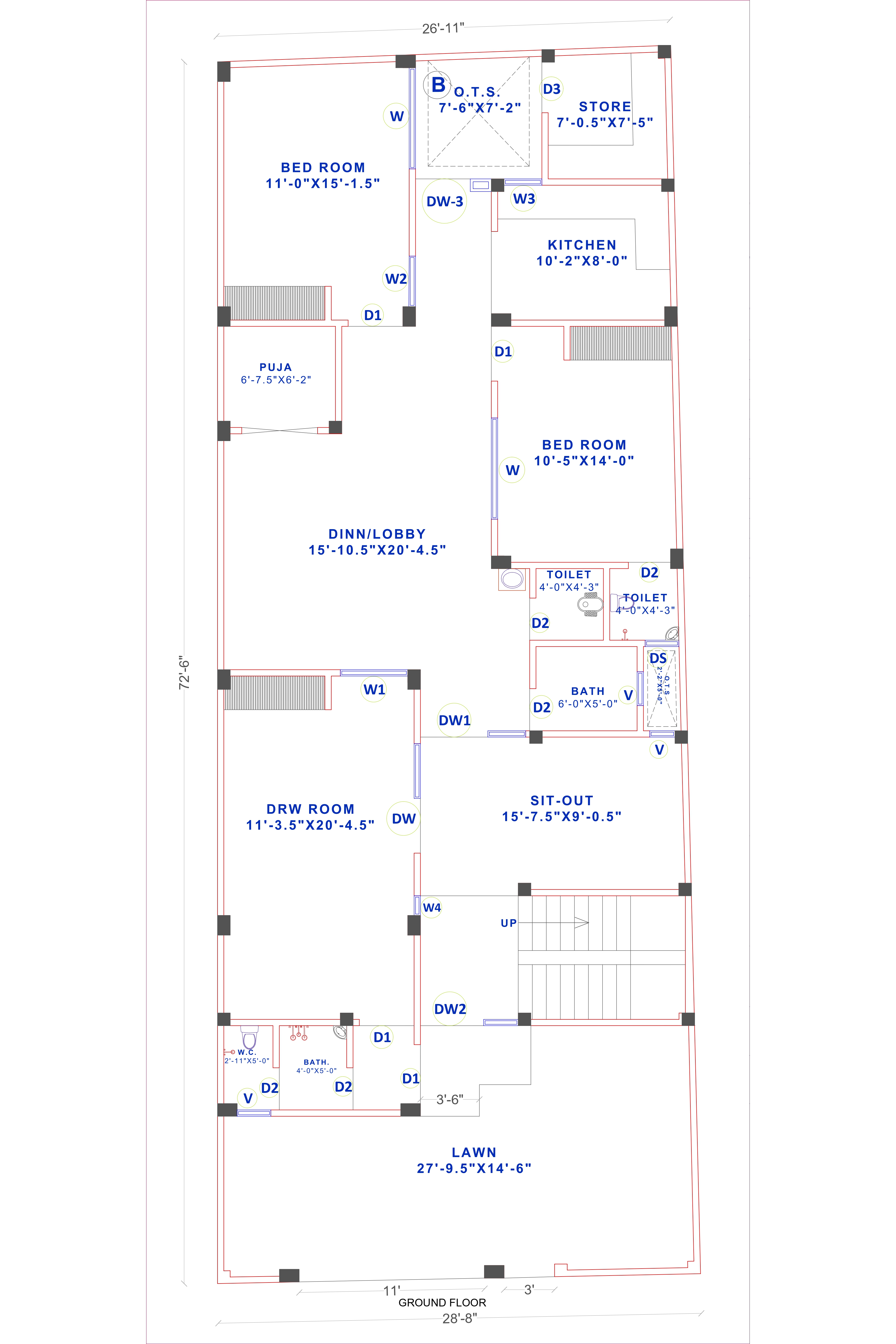 3 bhk house plan
