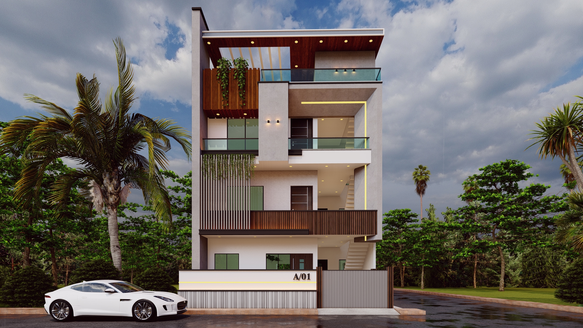 28x54 three floor house design 